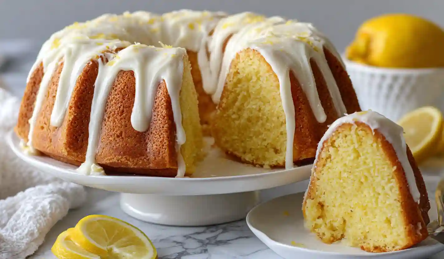 Lemon Nothing Bundt Cake Copycat – Bakery Style at Home A moist lemon bundt cake with cream cheese frosting drizzled in bakery-style ribbons