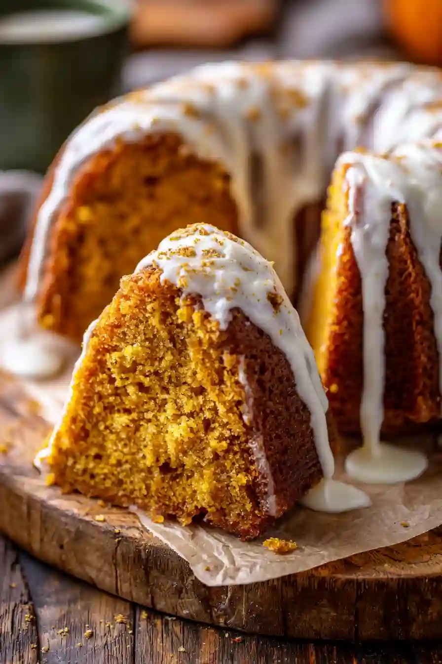 Pumpkin Spice Nothing Bundt Cake Copycat – Slice Close-Up Pumpkin Spice Nothing Bundt Cake Copycat